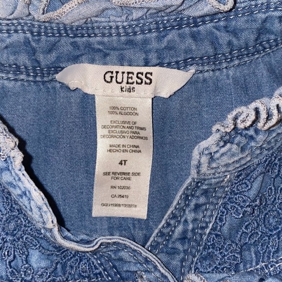 Guess Kids Denim Lace/Embroidery Flare Dress Size 4T Blue 100% Cotton - Picture 8 of 10
